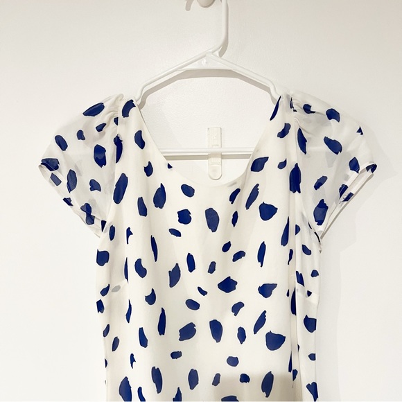 Reformation Ivette Dalmatian Polka Dot Blue Spotted Low Scoop Back Mini Dress - Picture 4 of 7
